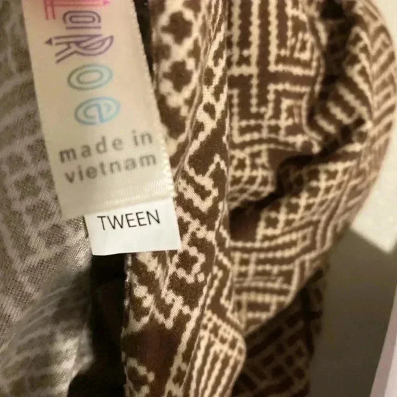 LulaRoe Brown Cream Leggings Size 00 Tween New without tags - Picture 4 of 4